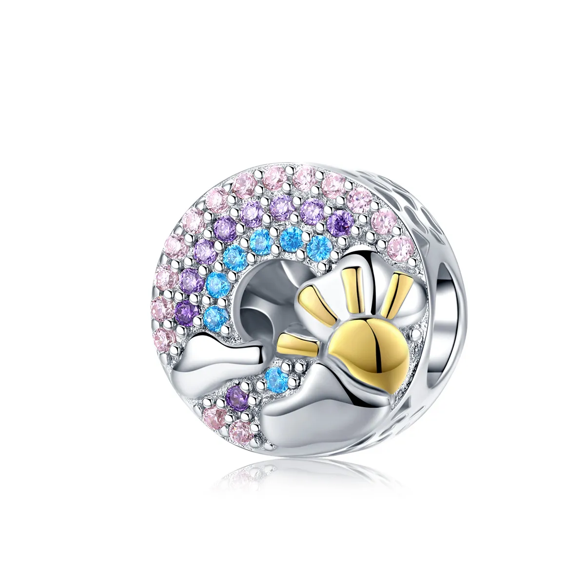 Silver & Gold-Plated Rainbow & Sun Charm - PANDORA Style - SCC1255