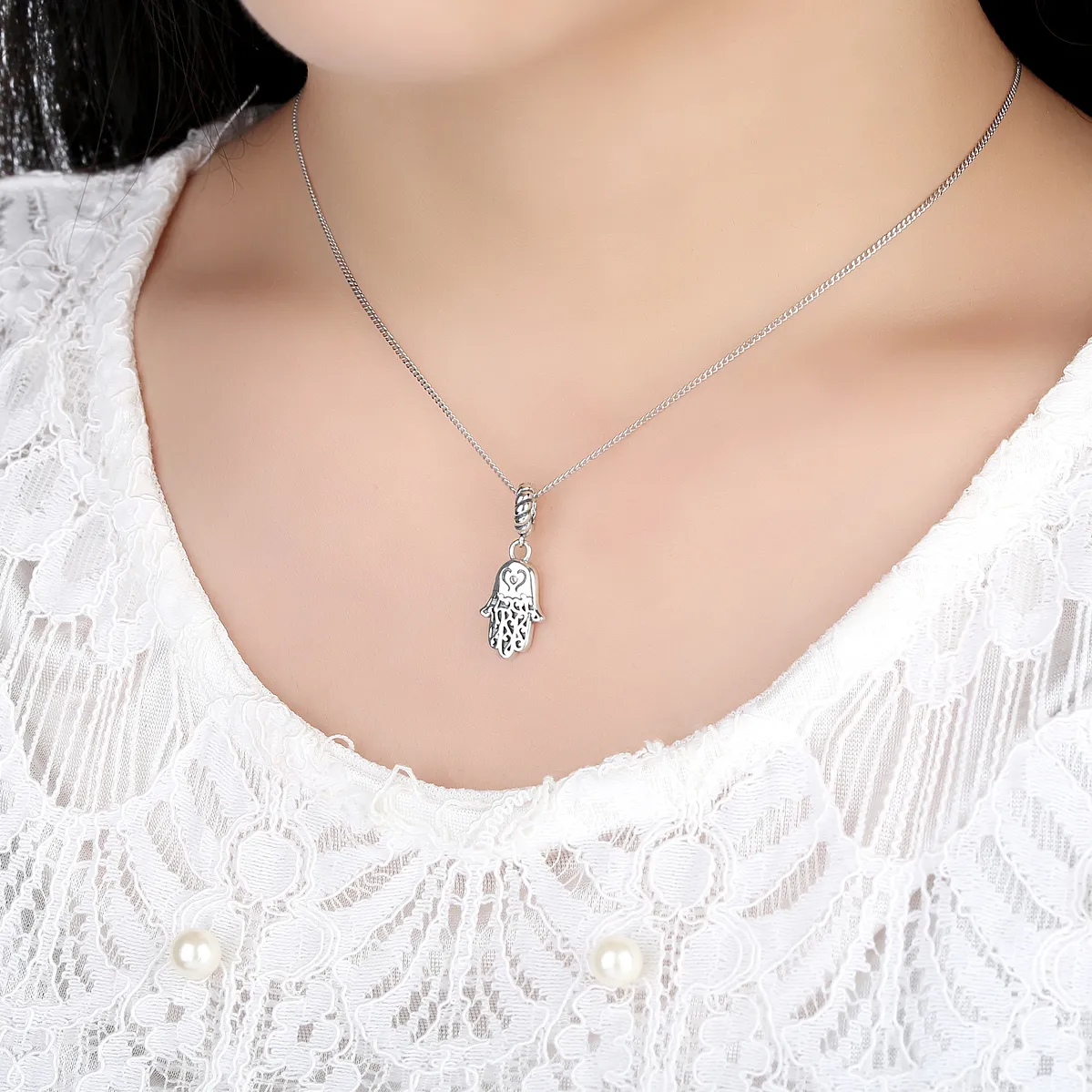 Silver Hamsa Hand Dangle - PANDORA Style - SCC031