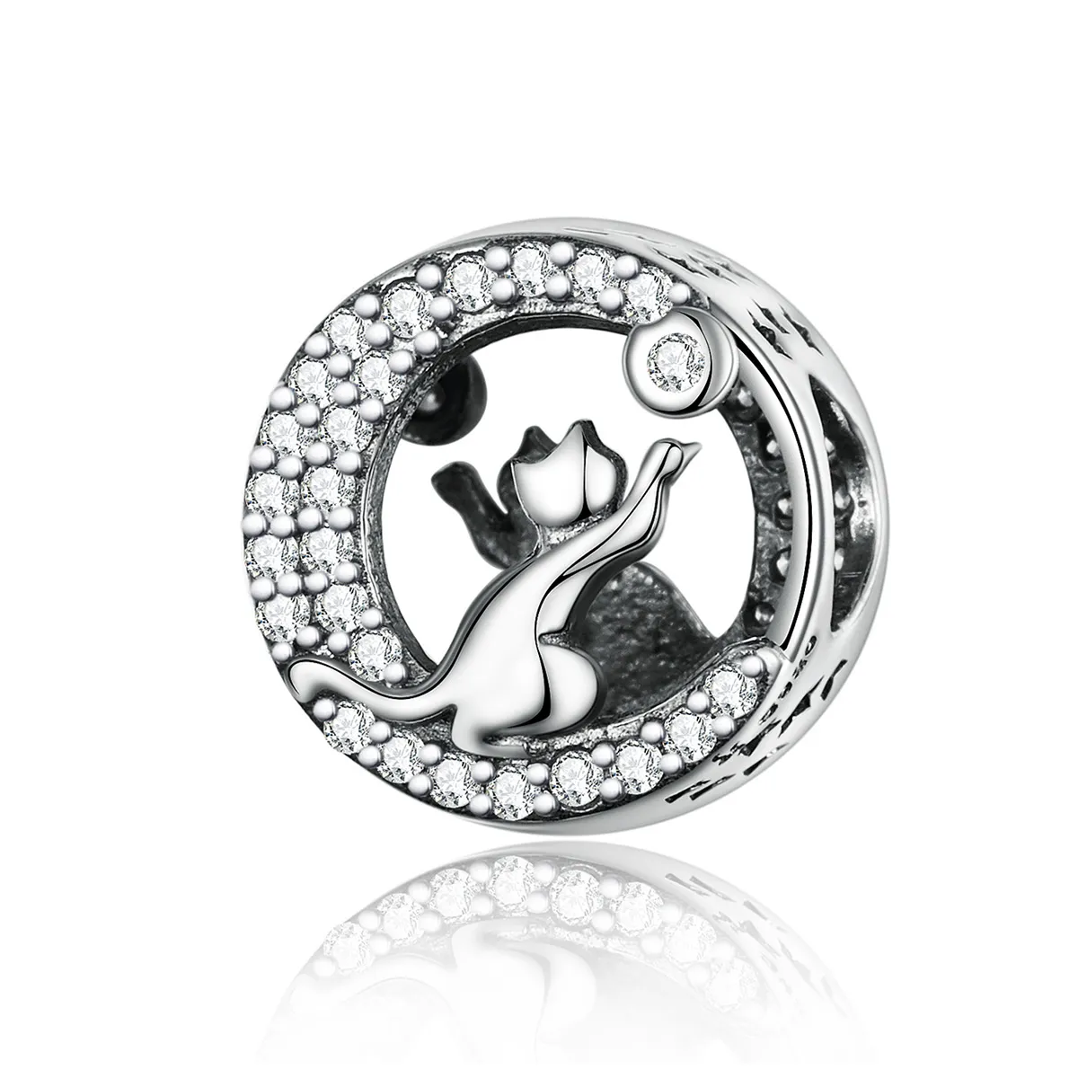 Silver Happy Kitten Charm - PANDORA Style - SCC1203