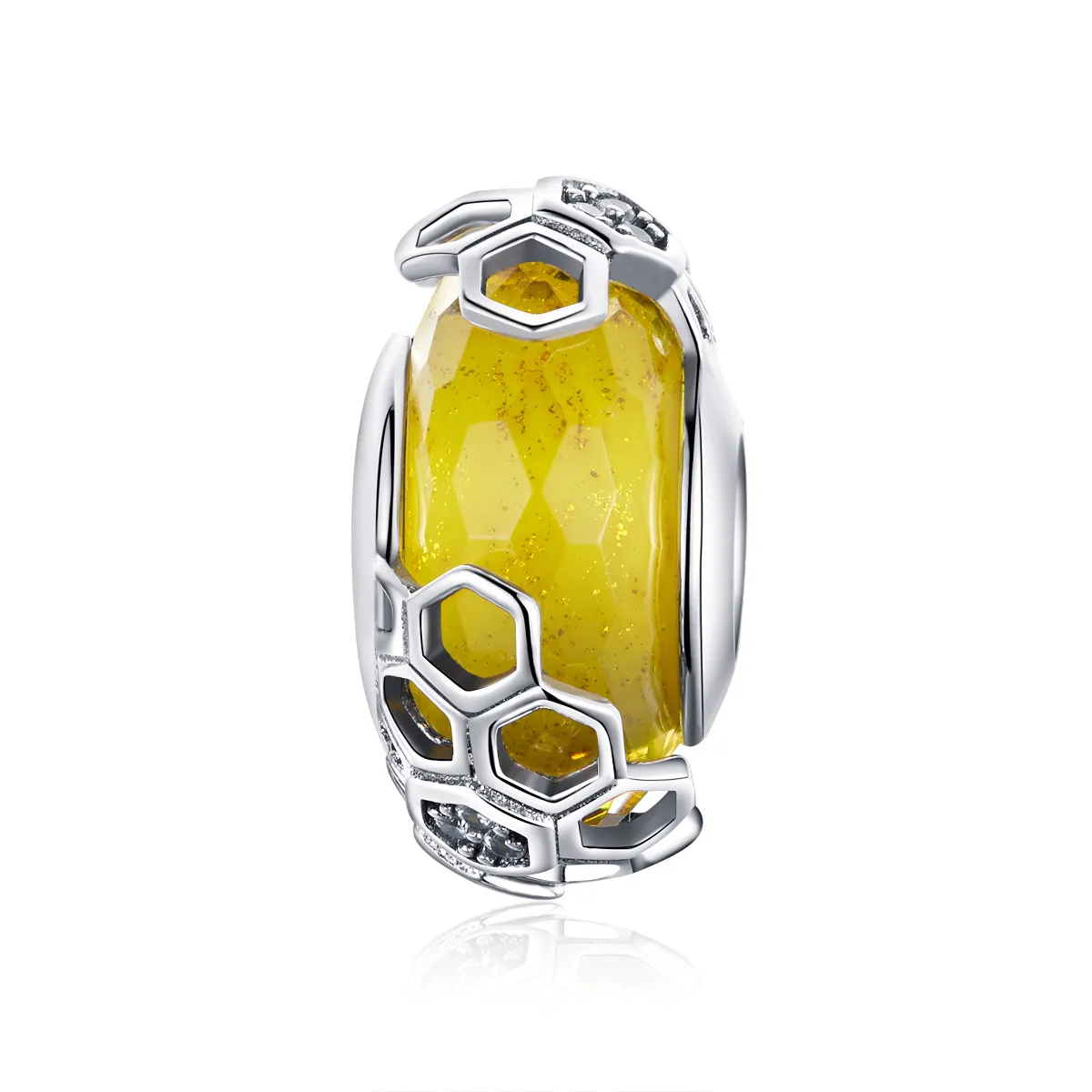 Silver Honeycomb Glass Murano Charm - PANDORA Style - SCC1073