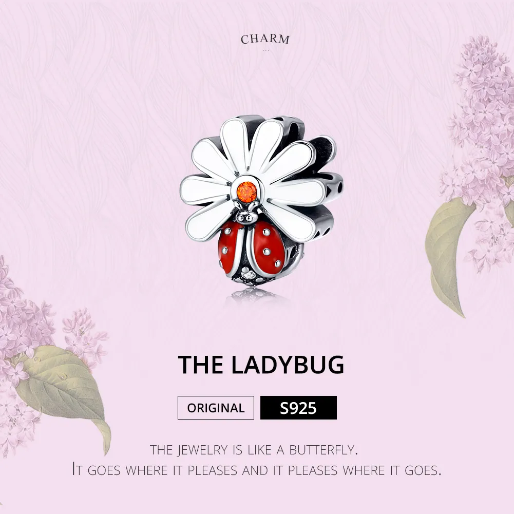 Silver Ladybug Charm - PANDORA Style - SCC1276