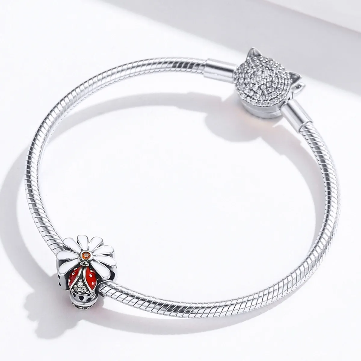 Silver Ladybug Charm - PANDORA Style - SCC1276