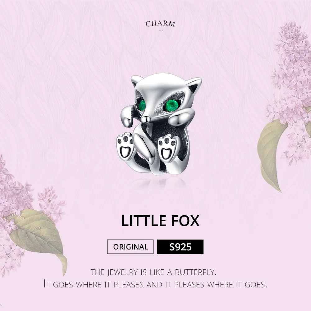 Silver Little Fox Charm - PANDORA Style - SCC1290