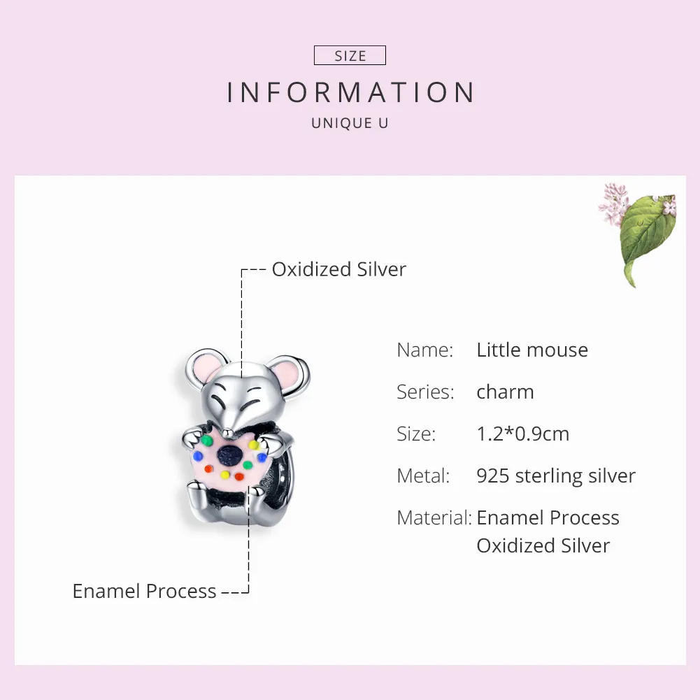 Silver Little Mouse Charm - PANDORA Style - SCC1318