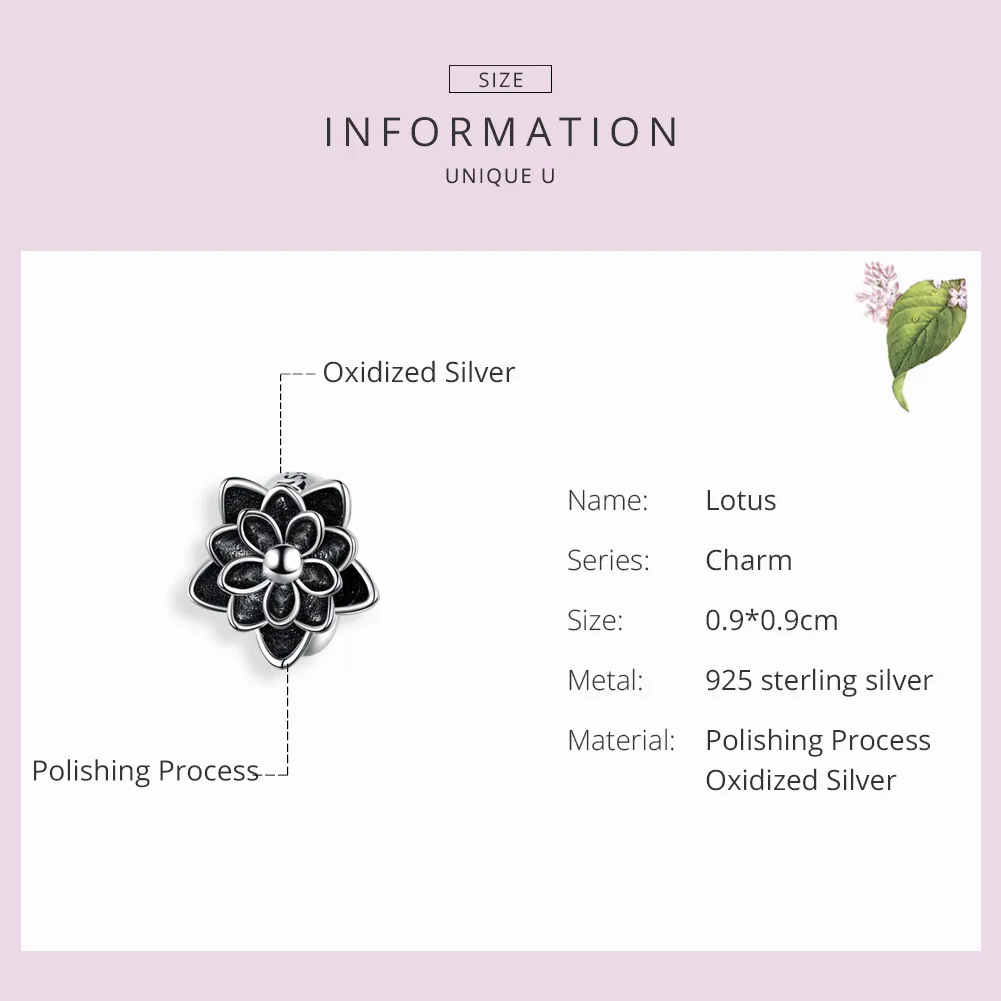 Silver Lotus Charm - PANDORA Style - SCC1196