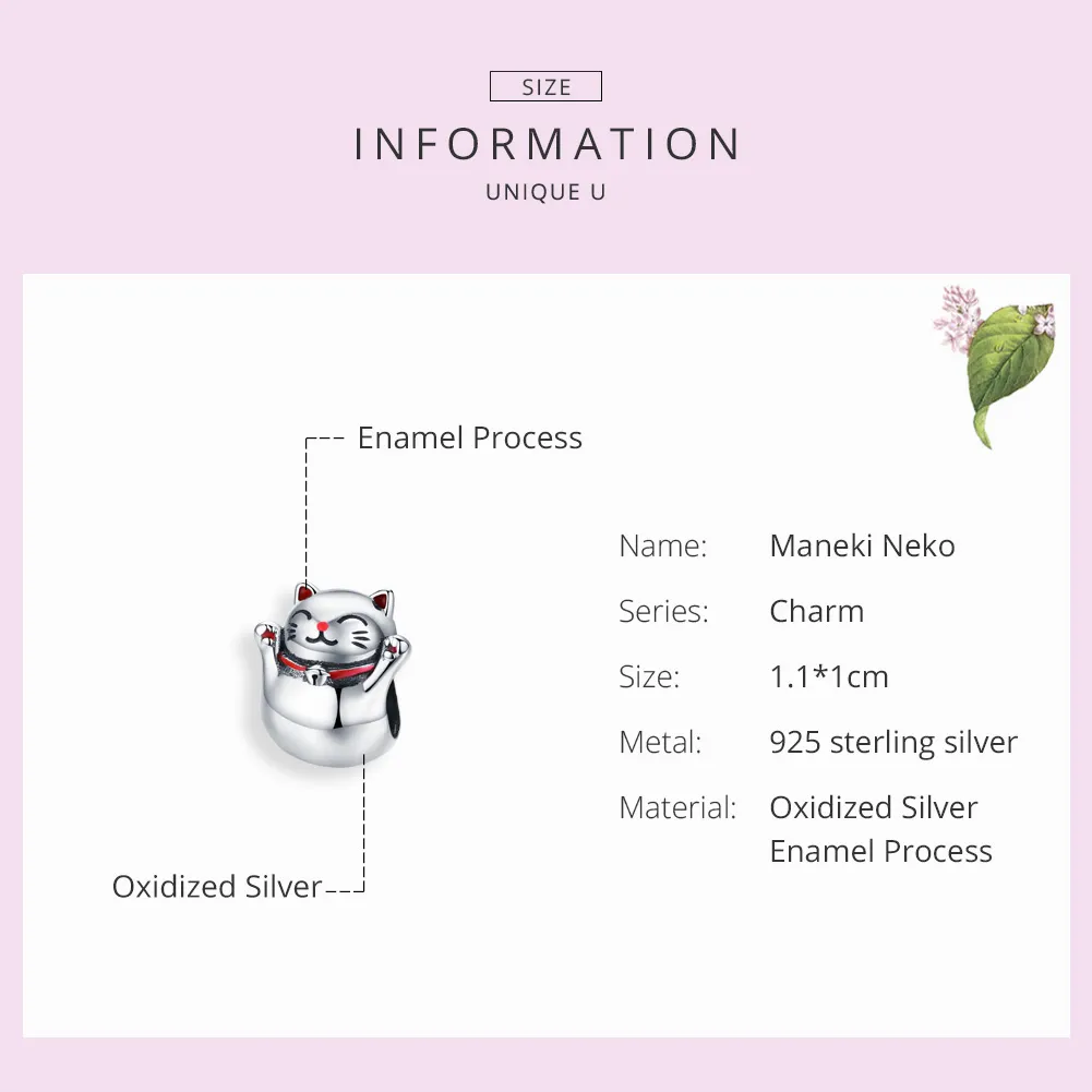 Silver Maneki Neko Charm - PANDORA Style - SCC1178