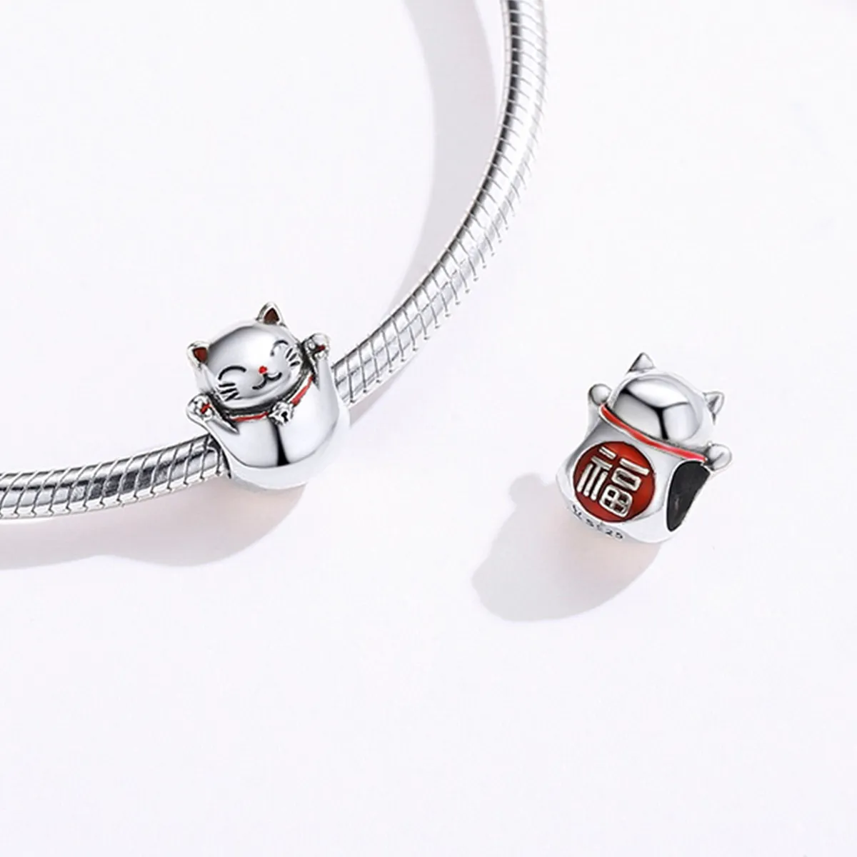 Silver Maneki Neko Charm - PANDORA Style - SCC1178