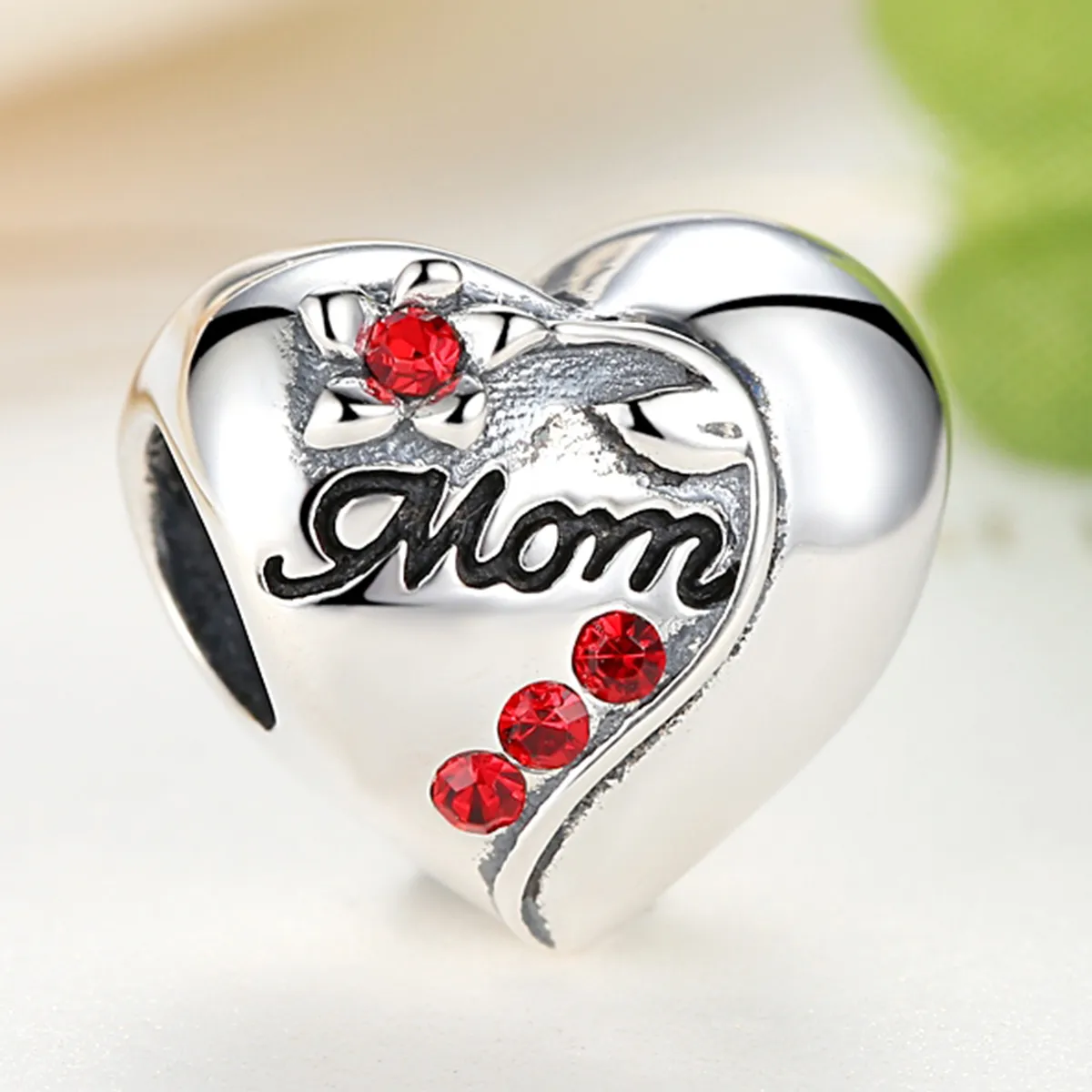 Silver Mom Heart Charm - PANDORA Style - SCC004