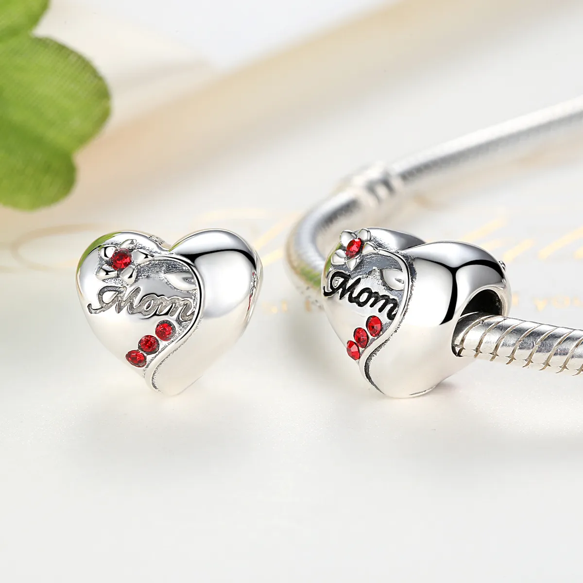 Silver Mom Heart Charm - PANDORA Style - SCC004