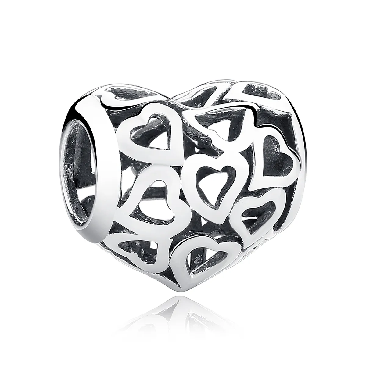 Silver Openwork Hearts Charm - PANDORA Style - SCC024