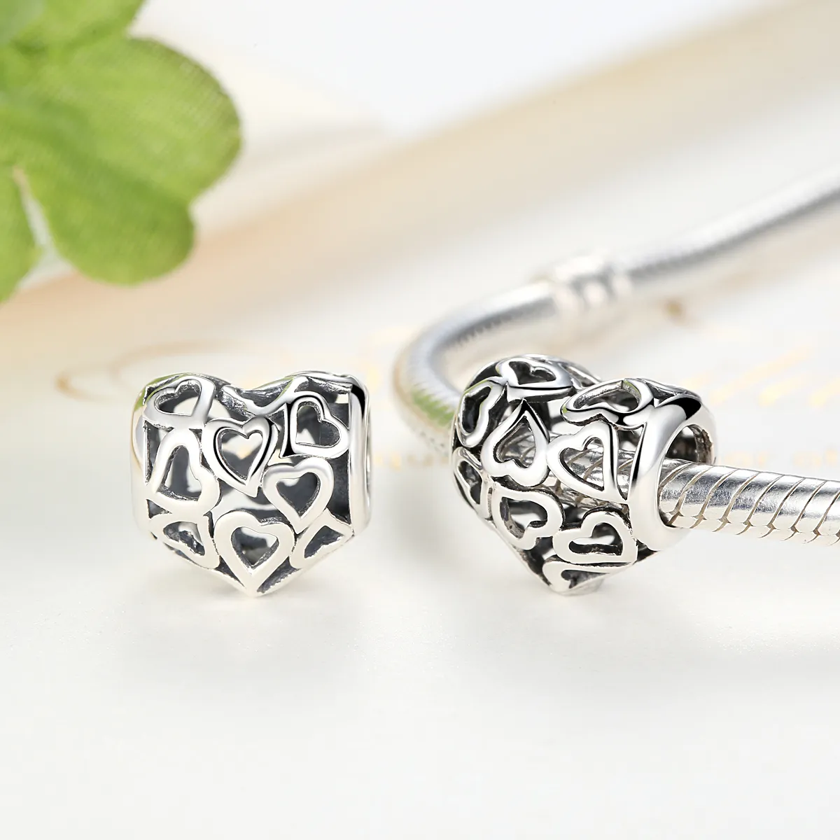 Silver Openwork Hearts Charm - PANDORA Style - SCC024