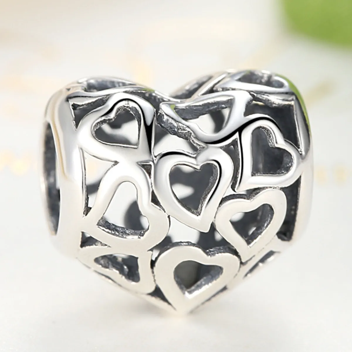 Silver Openwork Hearts Charm - PANDORA Style - SCC024