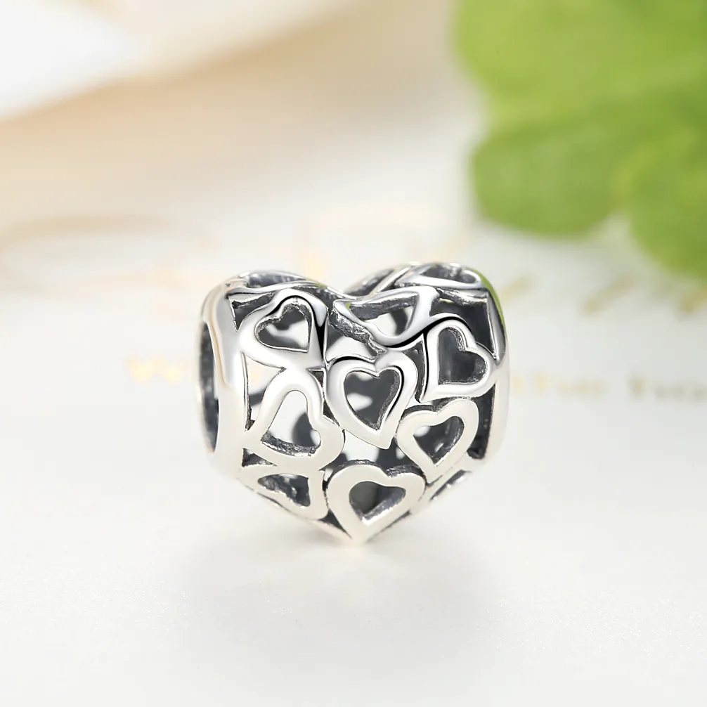 Silver Openwork Hearts Charm - PANDORA Style - SCC024