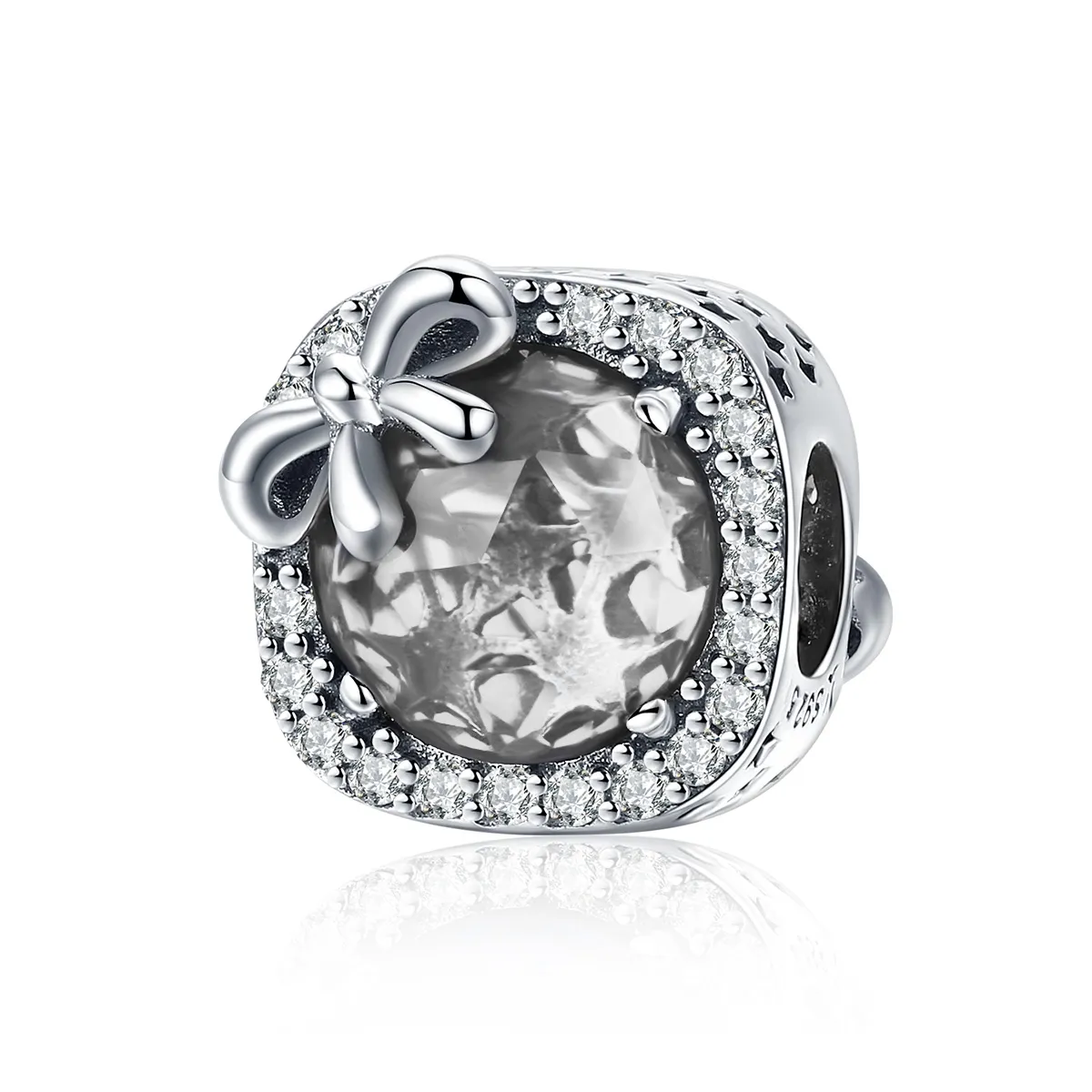 Silver Pavé Bow Charm - PANDORA Style - SCC1058-Wh