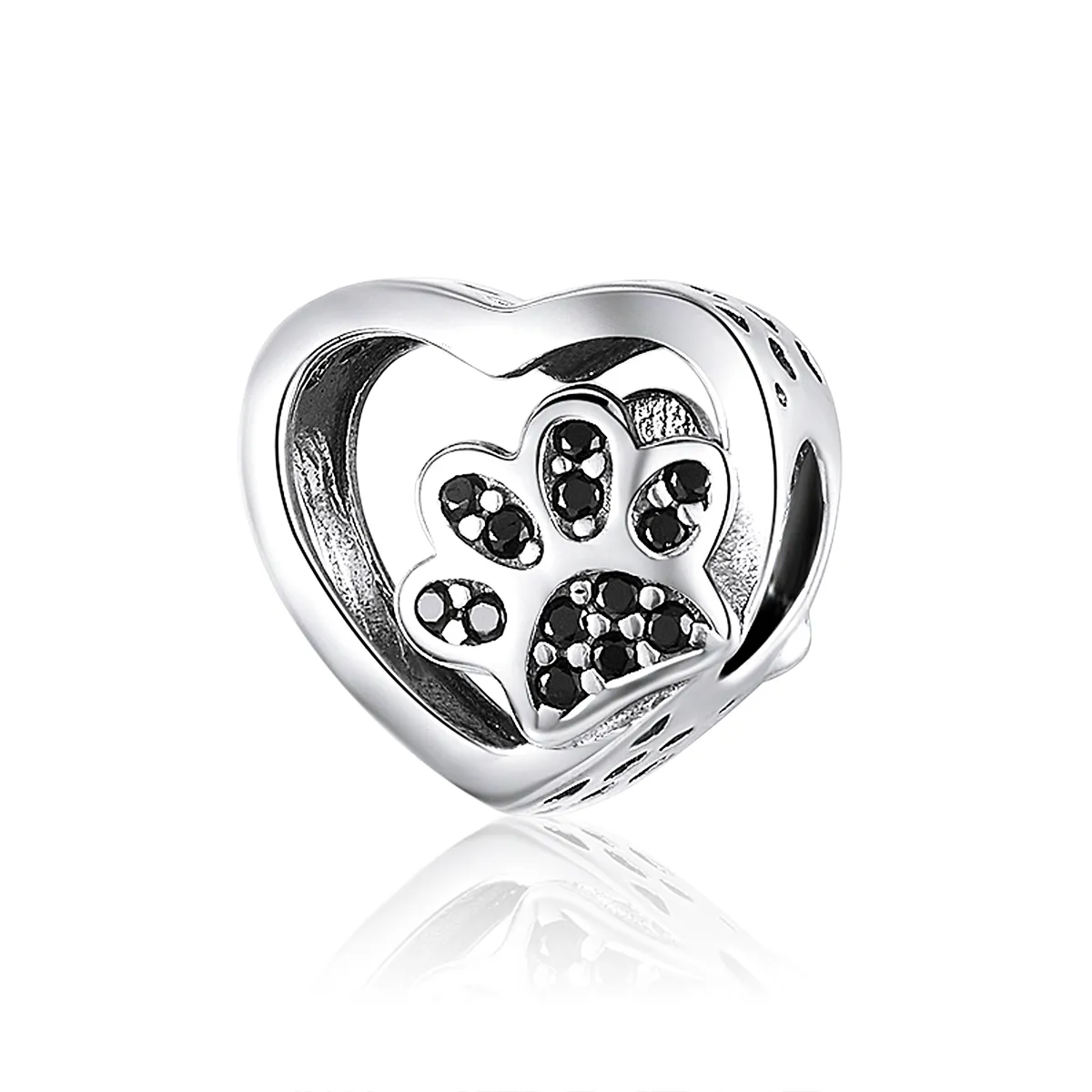 Silver Paw Mark of Pets Charm - PANDORA Style - SCC1191-Bk