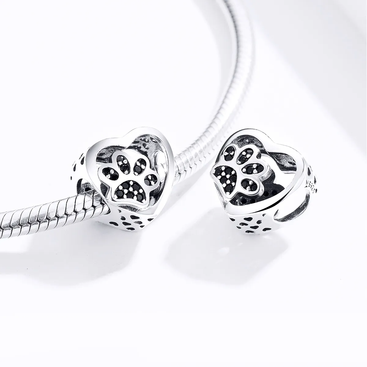 Silver Paw Mark of Pets Charm - PANDORA Style - SCC1191-Bk