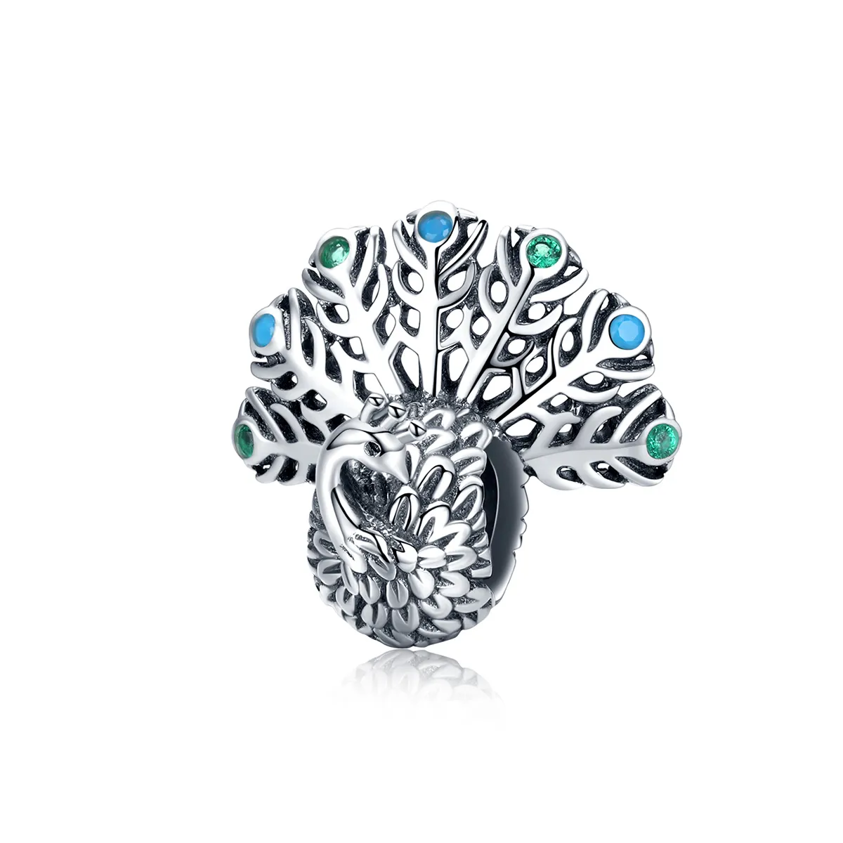 Silver Peacock Charm - PANDORA Style - SCC1260