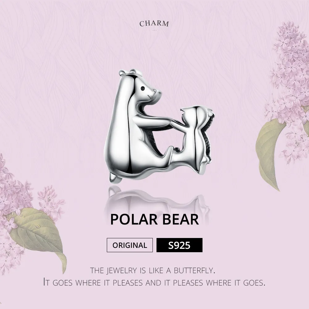 Silver Polar Bear Mother and Child Charm - PANDORA Style - SCC1207