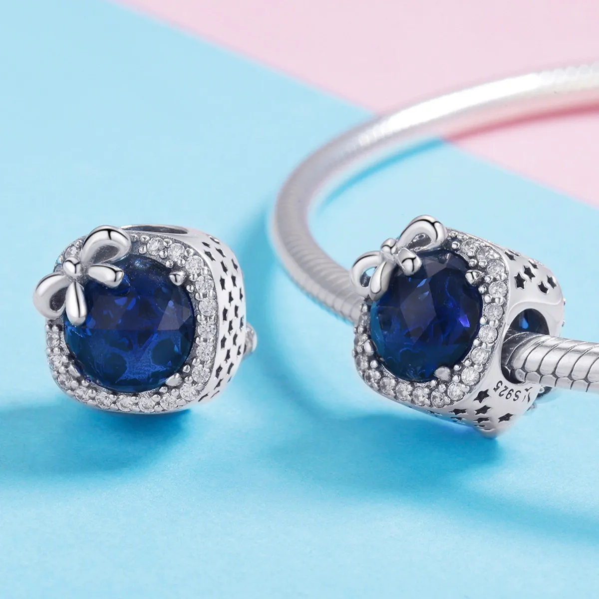 Silver Sapphire Charm - PANDORA Style - SCC1058