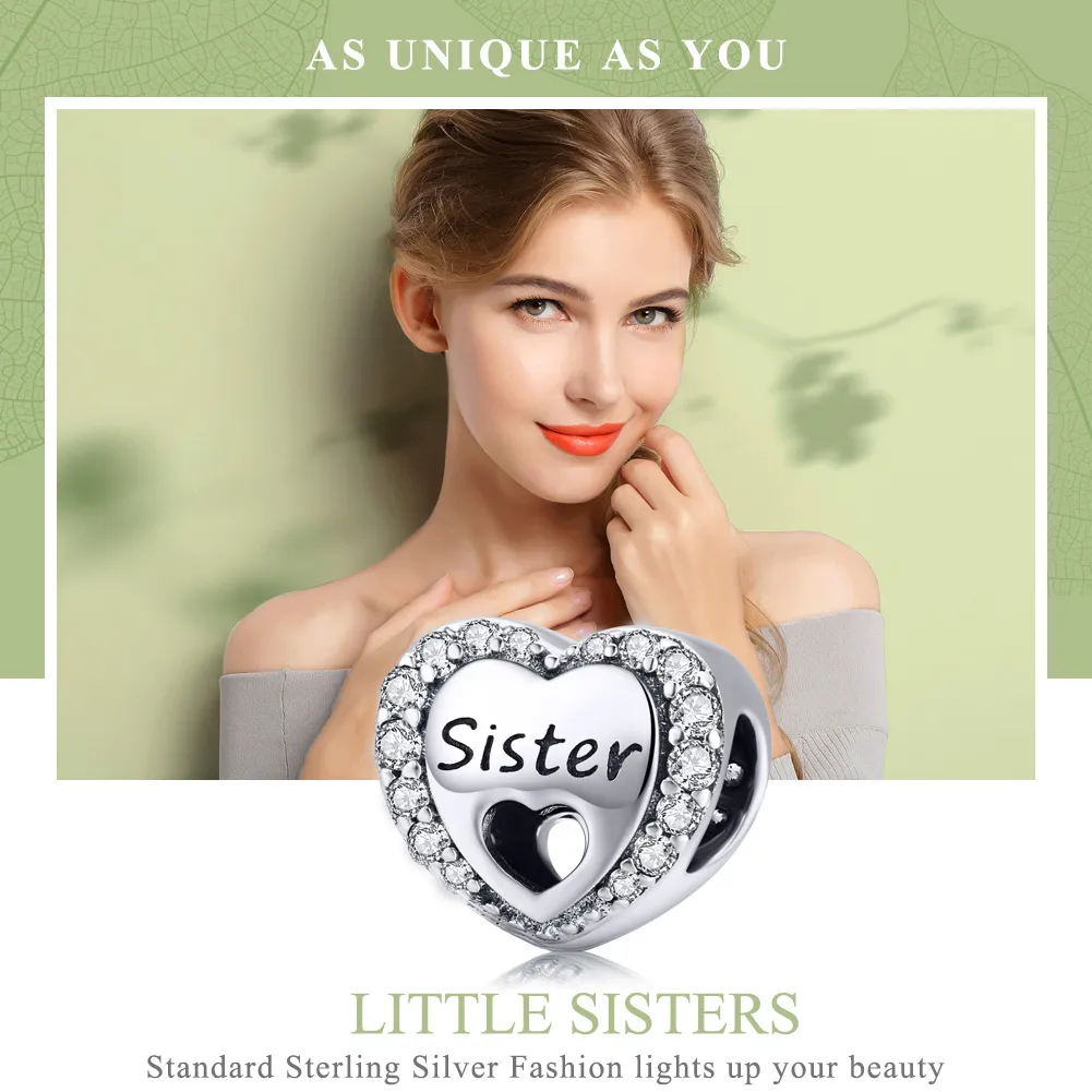 Silver Sister Charm - PANDORA Style - SCC1141