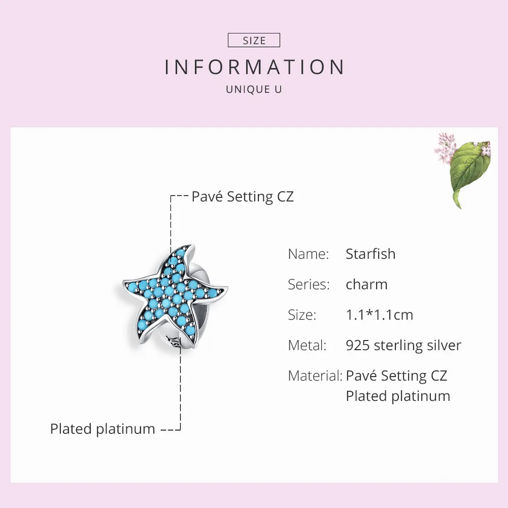 Silver Starfish Charm - PANDORA Style - SCC1313