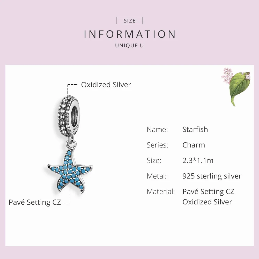 Silver Starfish Dangle - PANDORA Style - SCC1210