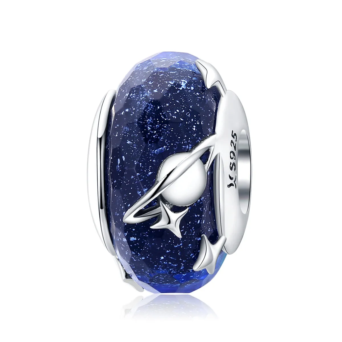 Silver Starry Sky Murano Glass Charm - PANDORA Style - SCC1284