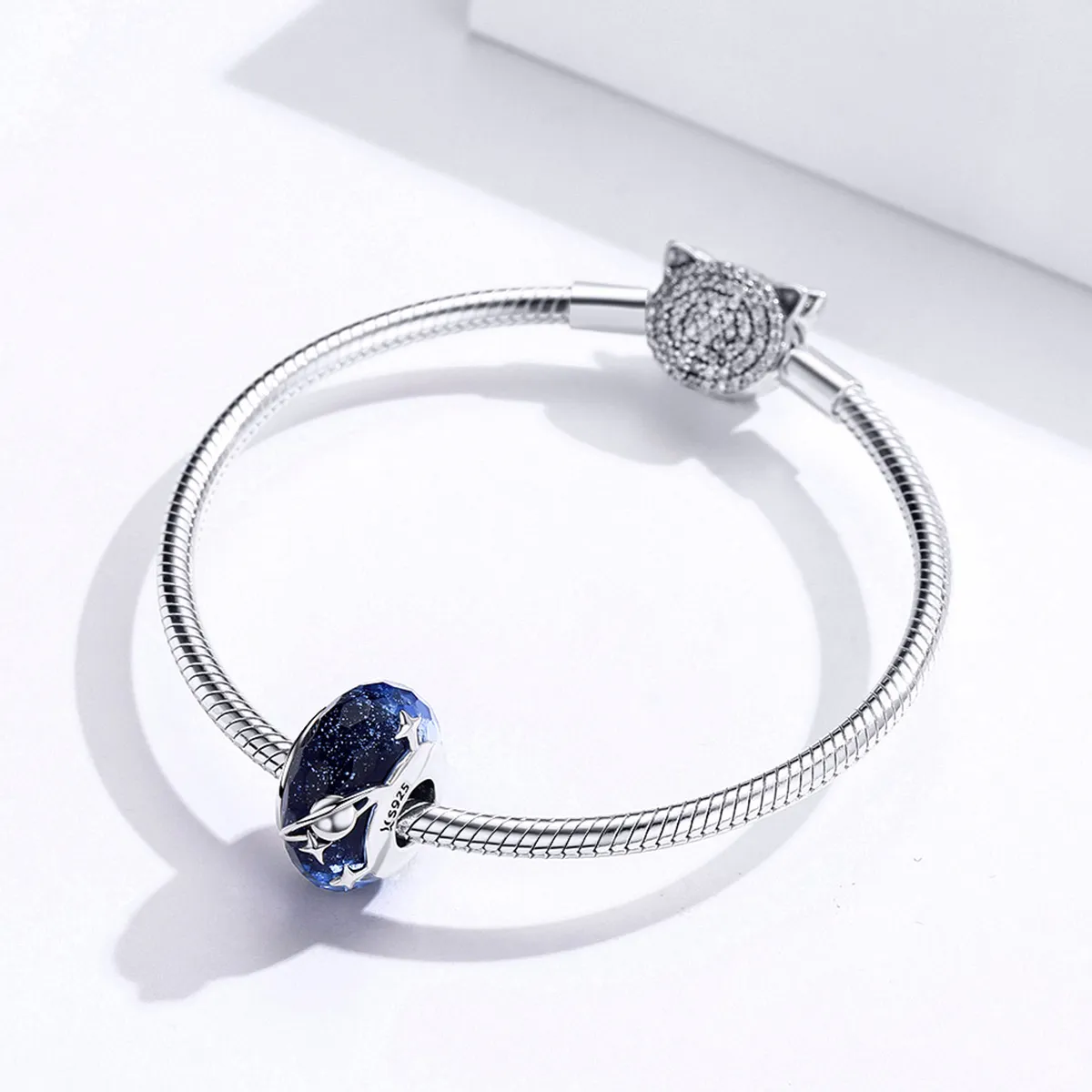 Silver Starry Sky Murano Glass Charm - PANDORA Style - SCC1284