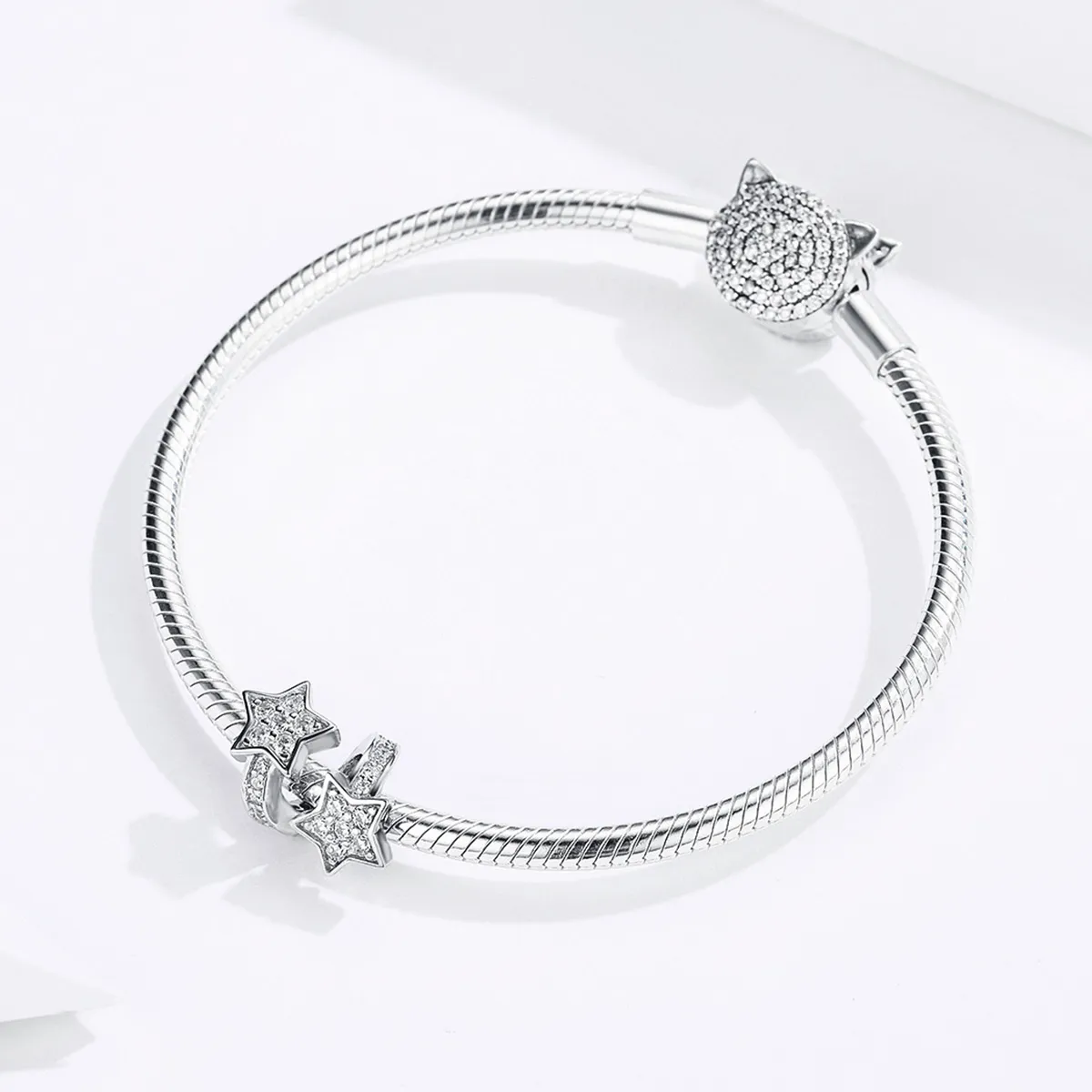 Silver Stars Dated Each Other Charm - PANDORA Style - SCC1244