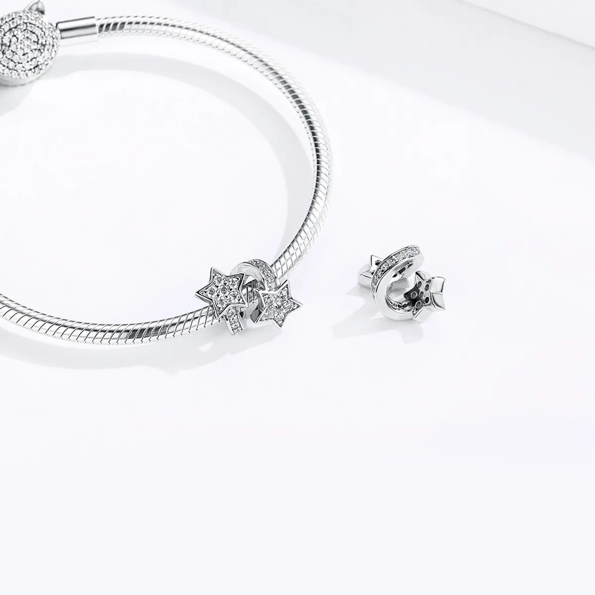 Silver Stars Dated Each Other Charm - PANDORA Style - SCC1244