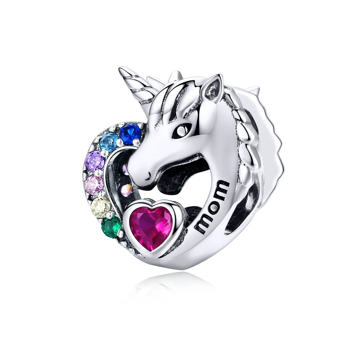 Silver Unicorn For Mom Charm - PANDORA Style - SCC1160