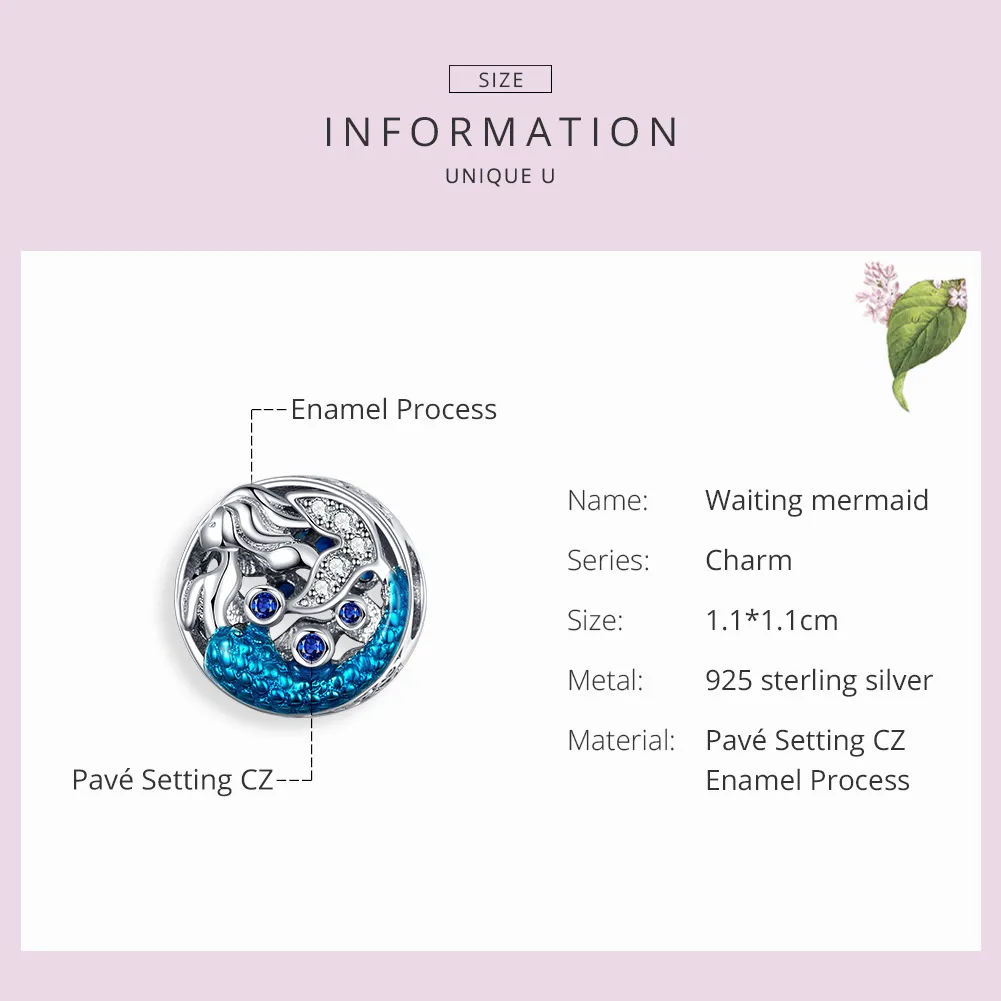 Silver Waiting For The Mermaid Charm - PANDORA Style - SCC1209