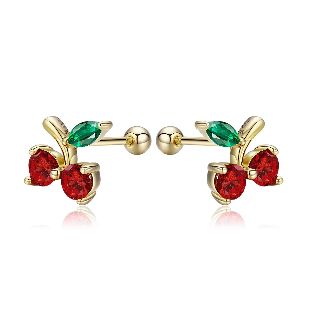 Gold-Plated Cherry Stud Earrings - PANDORA Style - SCE543