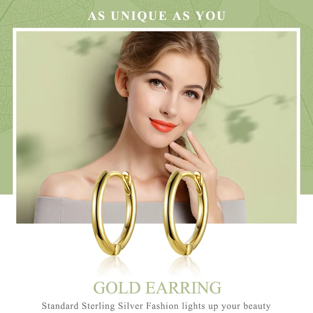 Gold-Plated Hoop Earrings - PANDORA Style - SCE558