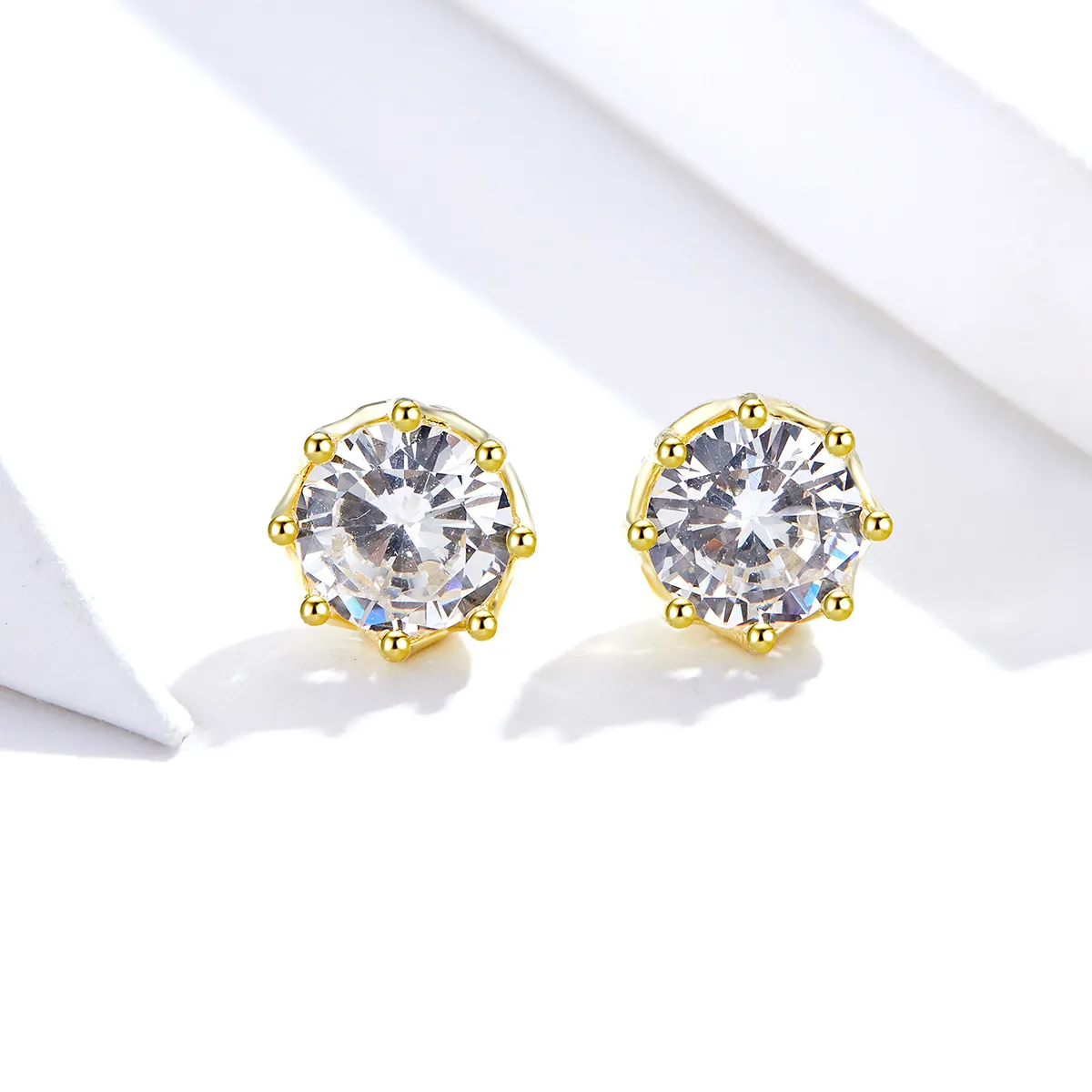 Gold-Plated Light Stud Earrings - PANDORA Style - SCE499-B