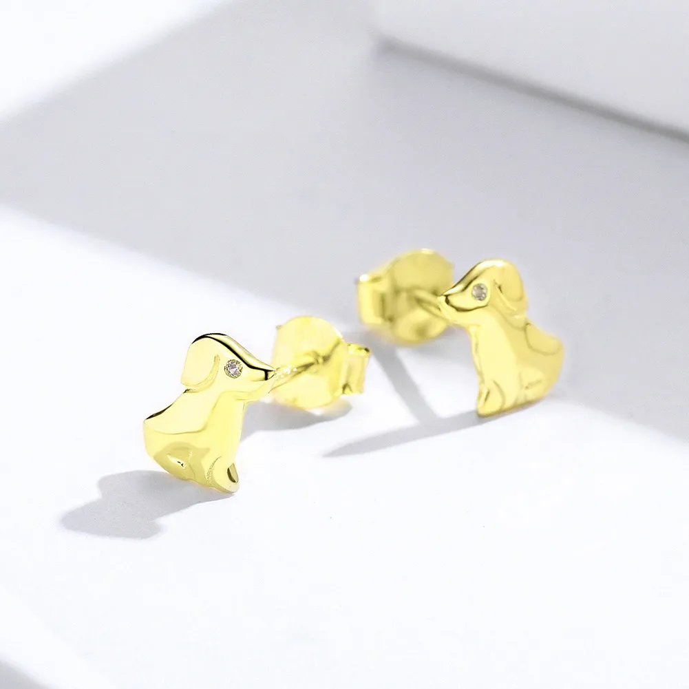 Gold-Plated Puppy Stud Earrings - PANDORA Style - SCE584-C