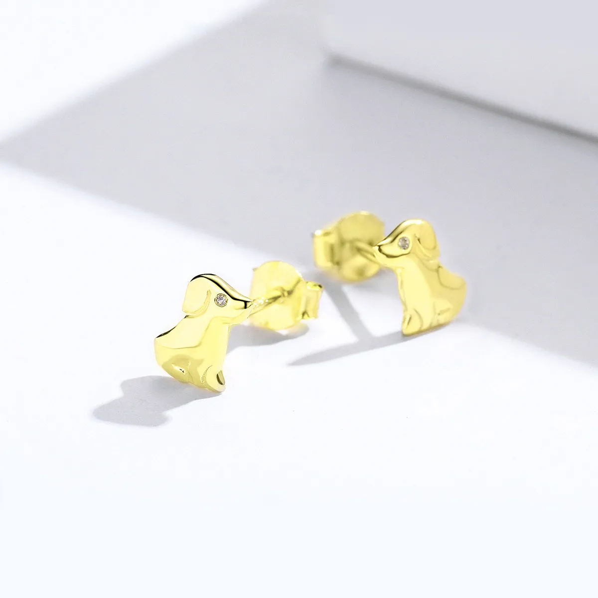 Gold-Plated Puppy Stud Earrings - PANDORA Style - SCE584-C