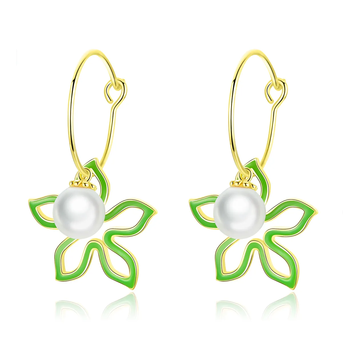 Gold-Plated Summer Flower Hanging Earrings - PANDORA Style - SCE679