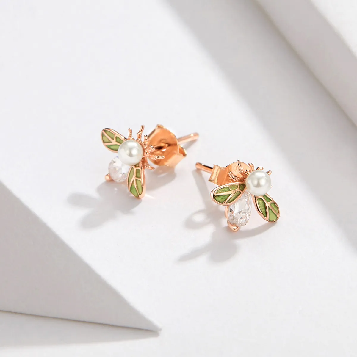 Rose Gold Bee Stud Earrings - PANDORA Style - SCE643