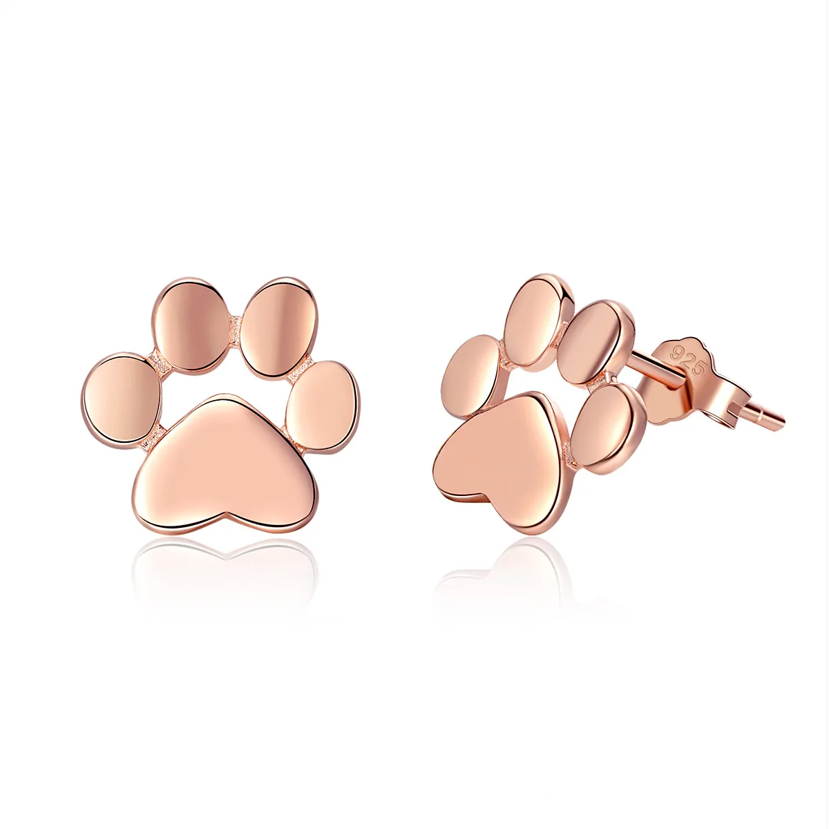 Rose Gold Cute Cat Paw Stud Earrings - PANDORA Style - SCE407-3