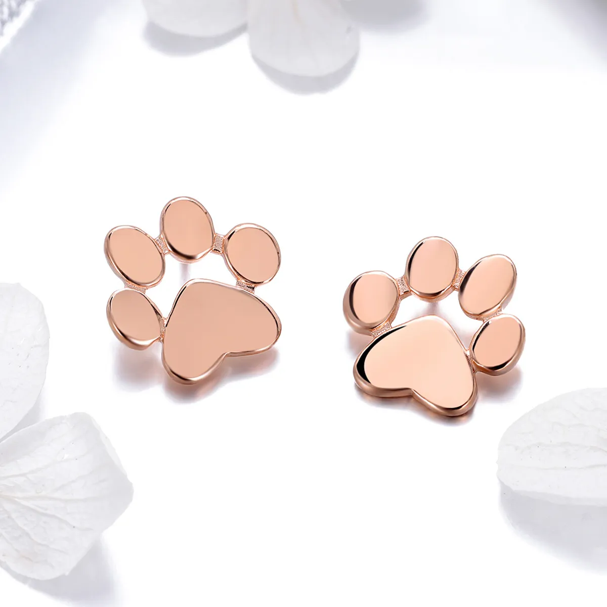 Rose Gold Cute Cat Paw Stud Earrings - PANDORA Style - SCE407-3