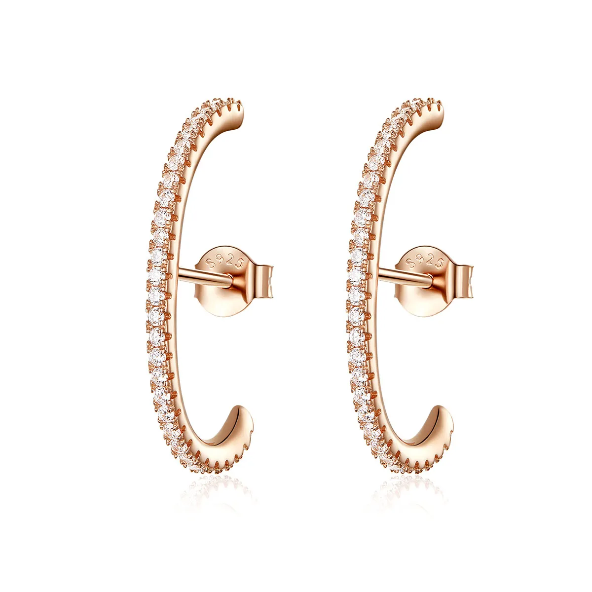 Rose Gold Elegant Radians Hoop Earrings - PANDORA Style - SCE548