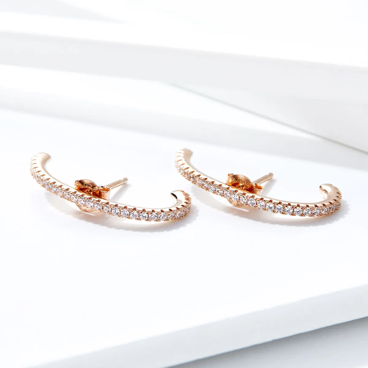 Rose Gold Elegant Radians Hoop Earrings - PANDORA Style - SCE548