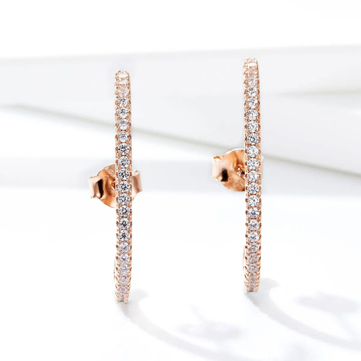 Rose Gold Elegant Radians Hoop Earrings - PANDORA Style - SCE548