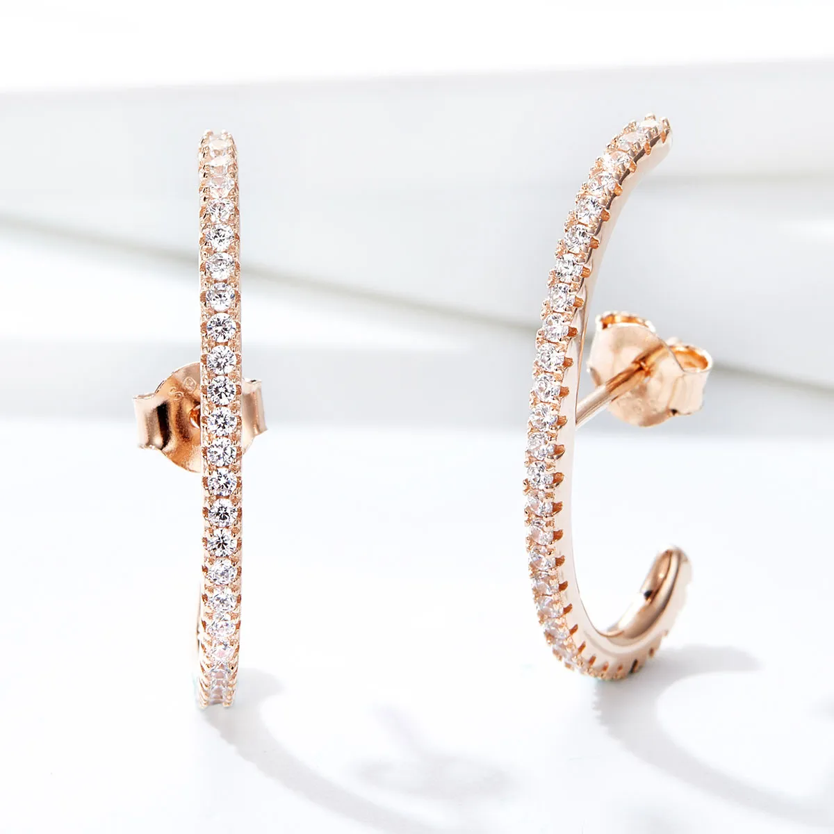 Rose Gold Elegant Radians Hoop Earrings - PANDORA Style - SCE548