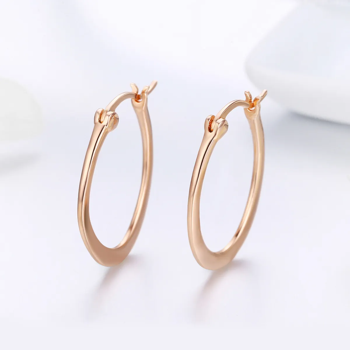 Rose Gold Hoop Earrings - PANDORA Style - SCE478