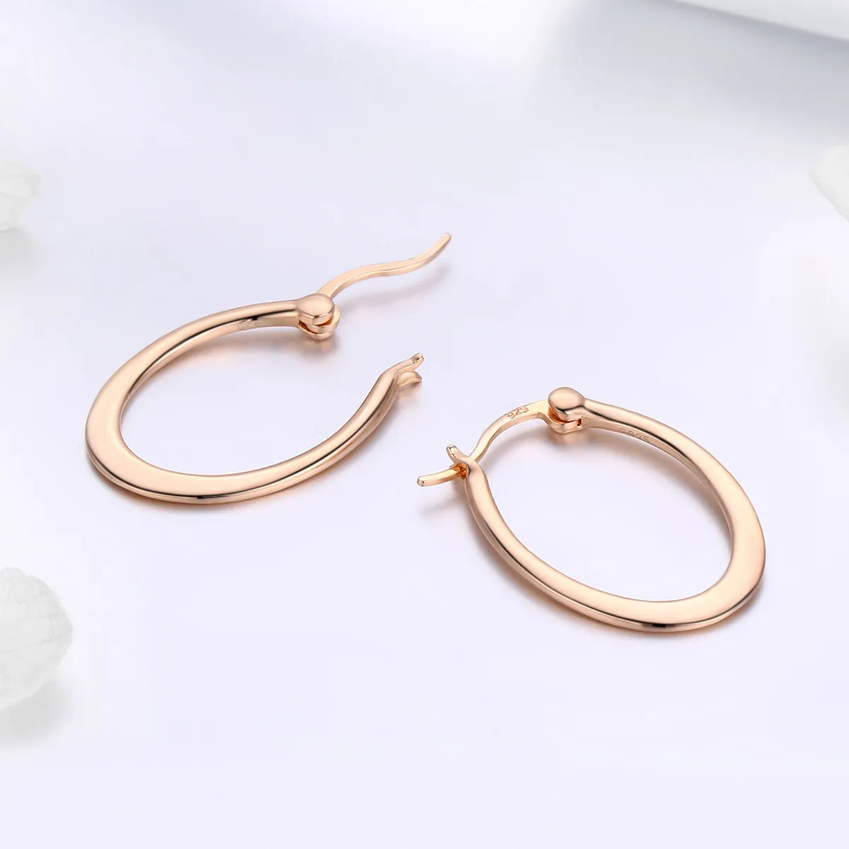 Rose Gold Hoop Earrings - PANDORA Style - SCE478