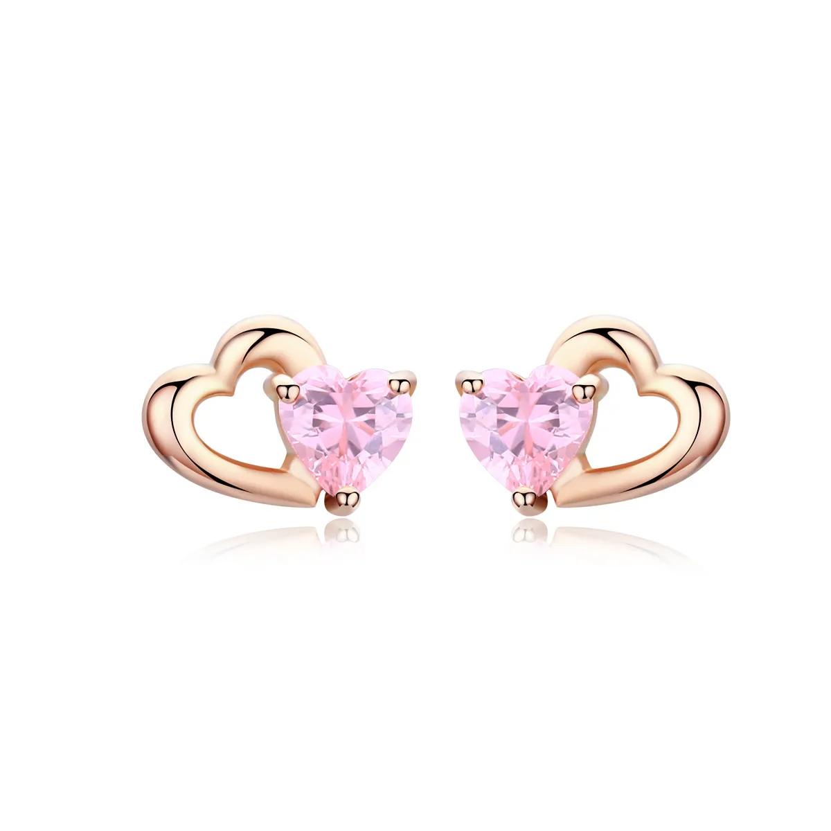 Rose Gold Palpitation Stud Earrings - PANDORA Style - SCE090-C