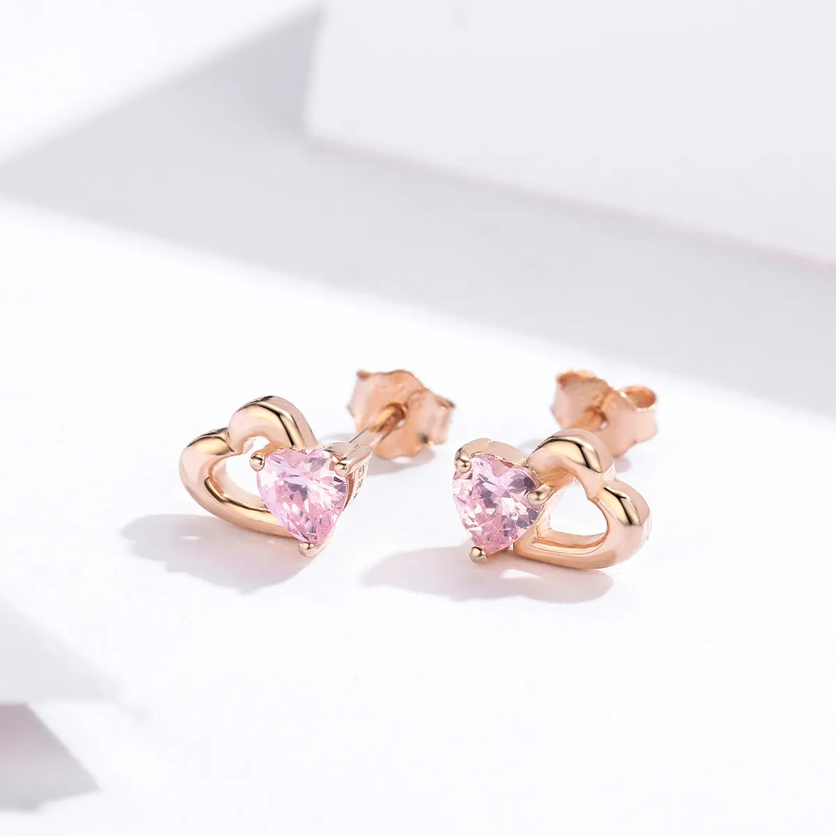 Rose Gold Palpitation Stud Earrings - PANDORA Style - SCE090-C