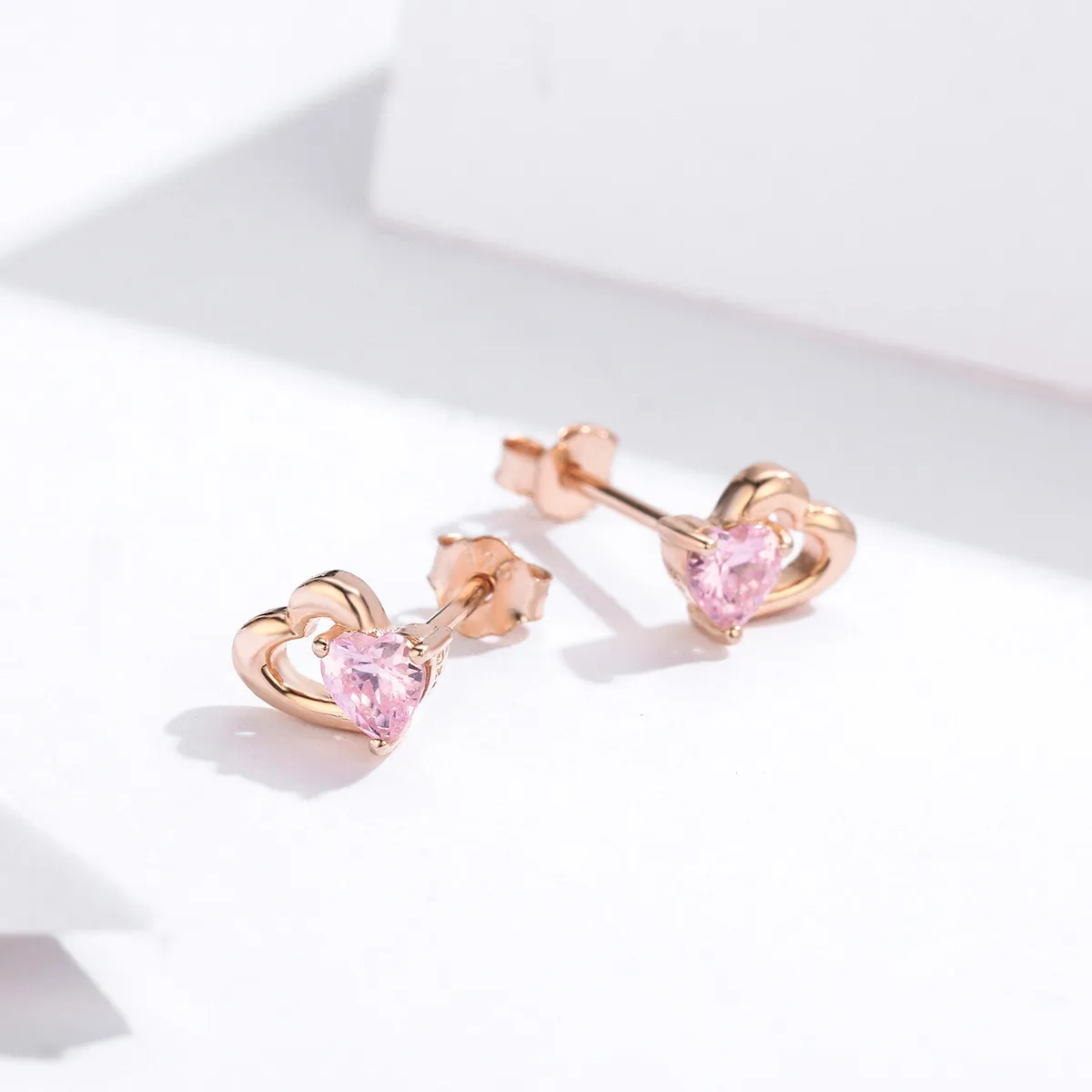 Rose Gold Palpitation Stud Earrings - PANDORA Style - SCE090-C